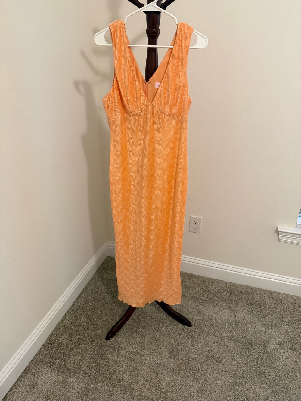 Pink Lily Sleeveless V-Neck Peachy Orange Maxi Dress